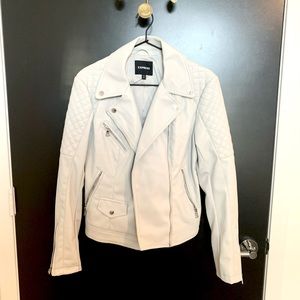 Light Grey Leather Moto Jacket